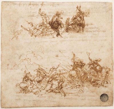 Estudio para la Batalla de Anghiari, ca 1503-1504 de Leonardo da Vinci
