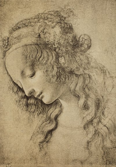 Estudio para la cabeza de Magdalena de Leonardo da Vinci