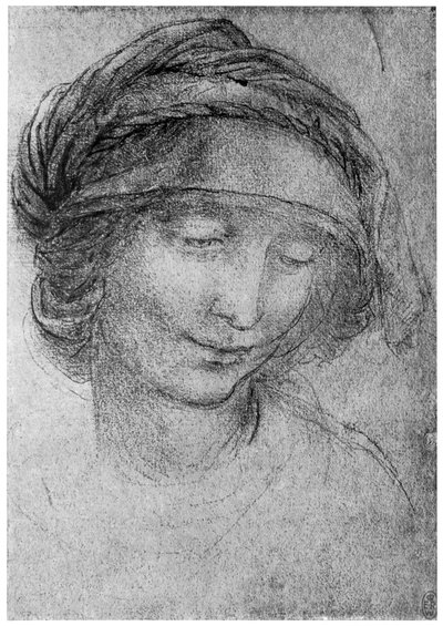 Estudio para la cabeza de Santa Ana, c1508 de Leonardo da Vinci