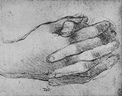 Estudio de Manos Entrelazadas, c1480 1945 de Leonardo da Vinci