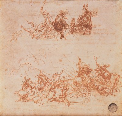 Estudio de Jinetes en Combate y Soldados de Infantería, 1503 de Leonardo da Vinci