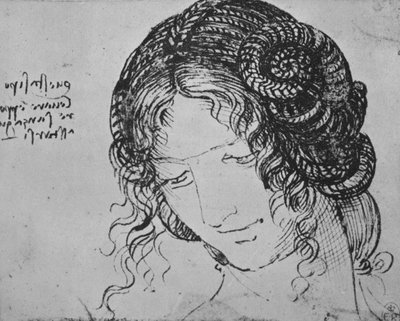 Estudio del Cabello Trenzado de una Mujer, c1480 de Leonardo da Vinci