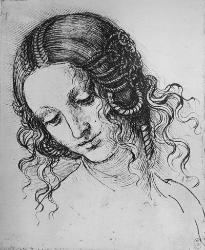 Estudio de la cabeza de una mujer, c1480 1945 de Leonardo da Vinci