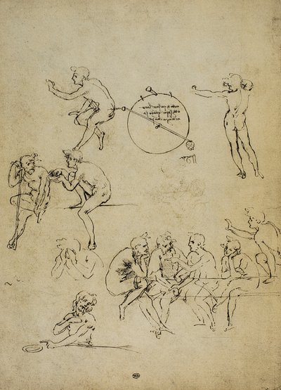 Estudio de figuras humanas en diferentes posiciones de Leonardo da Vinci
