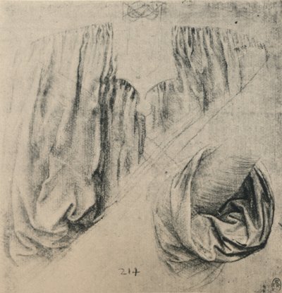 Estudio del frente de un vestido y de una manga, c1480 1945 de Leonardo da Vinci