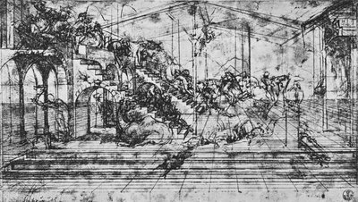 Estudio de la Perspectiva del Fondo de la Adoración de los Magos, 1481 1945 de Leonardo da Vinci