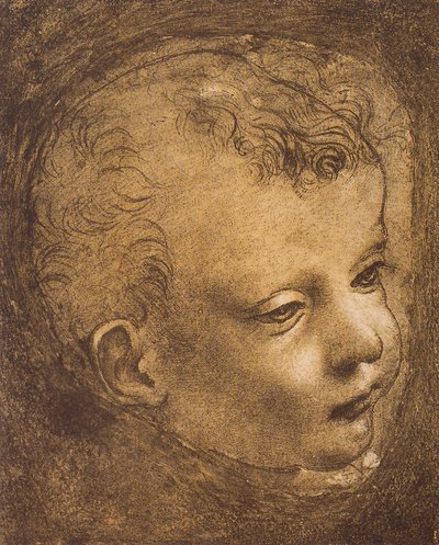 Estudio del rostro del niño San Juan para la Madonna de las Rocas de Leonardo da Vinci