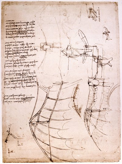 Estudio sobre alas. Códice Atlántico de Leonardo da Vinci