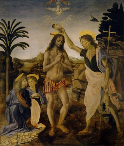El bautismo de Cristo, ca 1470-1475 de Leonardo da Vinci