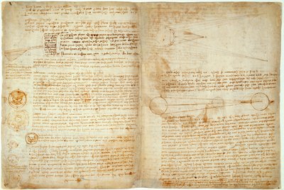 El Códice Hammer o Códice Leicester, páginas 48-51, 1508-12 de Leonardo da Vinci