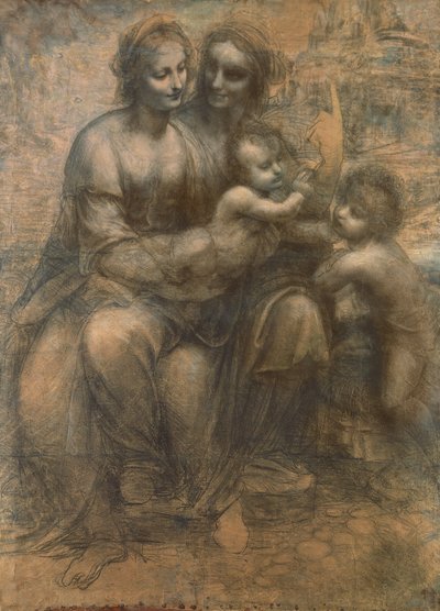 La Virgen y el Niño con Santa Ana y el niño San Juan Bautista, c.1499-1500 de Leonardo da Vinci
