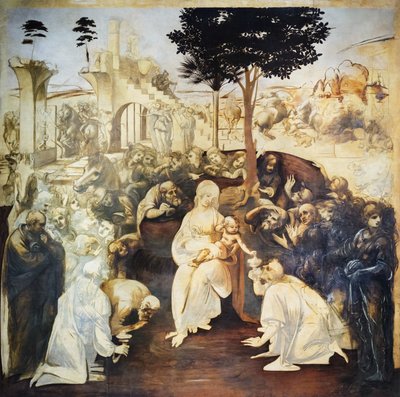 La adoración de los Reyes Magos de Leonardo da Vinci