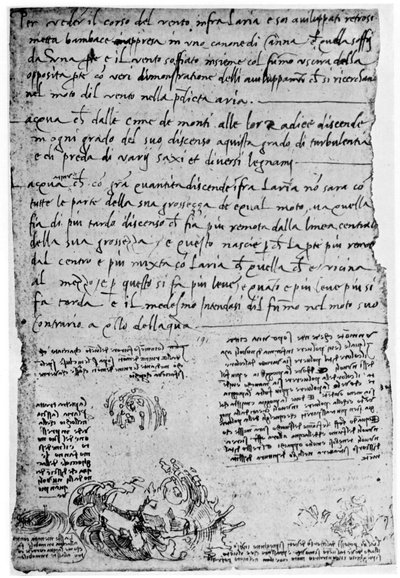 Trayectorias de piedras lanzadas y gotas, finales del siglo XV o principios del siglo XVI, 1954 de Leonardo da Vinci
