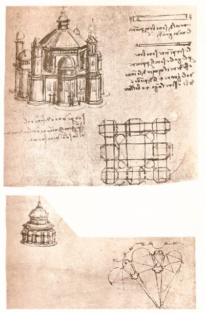 Dos dibujos de iglesias, c1472-c1519 de Leonardo da Vinci