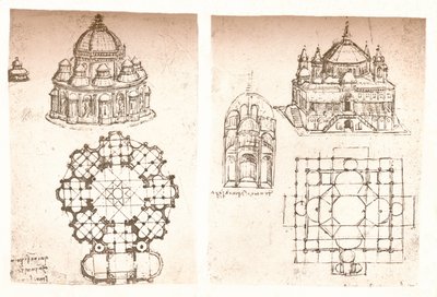 Dos dibujos de iglesias, c1472-c1519 1883 de Leonardo da Vinci