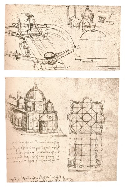 Dos dibujos de iglesias, c1472-c1519 1883 de Leonardo da Vinci