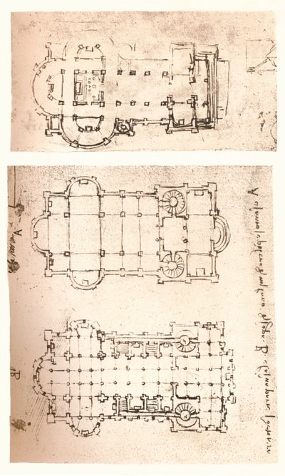 Dos planos de iglesias, c1472-c1519 1883 de Leonardo da Vinci
