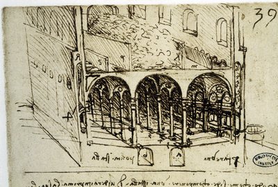 Urbanismo: plano arquitectónico (39) de Leonardo da Vinci - Biblioteca del Instituto de Francia de Leonardo da Vinci
