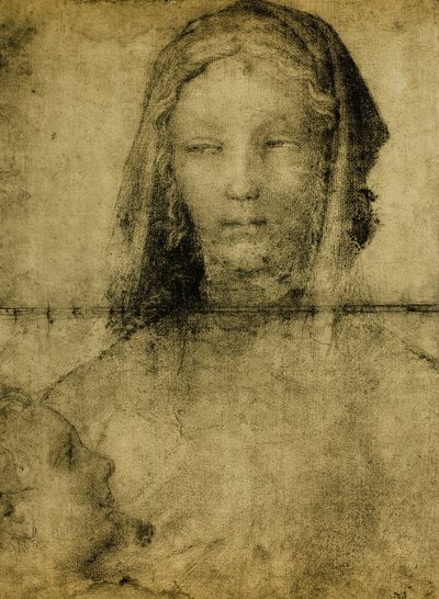 Estudio para la Virgen; dibujo de la Escuela de Leonardo. El Louvre, París de Leonardo da school of Vinci