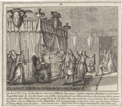 La muerte de Pedro I el Grande, el 8 de febrero de 1725 de Leonardus Schenk