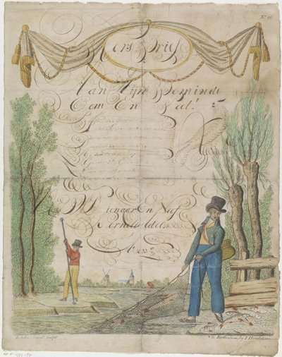 Carta de deseos con pescadores de Leonardus Schweickhardt