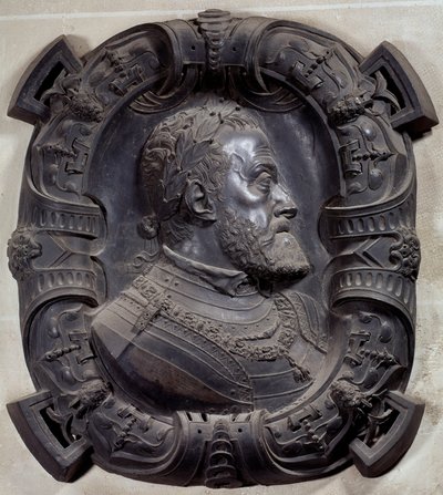 Retrato de perfil del emperador Carlos V (1500-1558). Relieve en bronce esculpido por Leone Leoni (1509-1590). París, Museo del Louvre de Leone Leoni