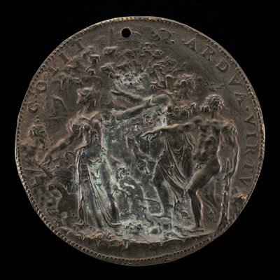 La elección de Hércules ante el Parnaso: El camino empinado de la virtud...[reverso], 1548-1549 de Leone Leoni
