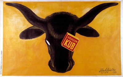Cartel publicitario para el caldo Kub con una cabeza de res. 1931. Ilustración de Leonetto Cappiello (1875-1942) París, artes decorativas de Leonetto Cappiello