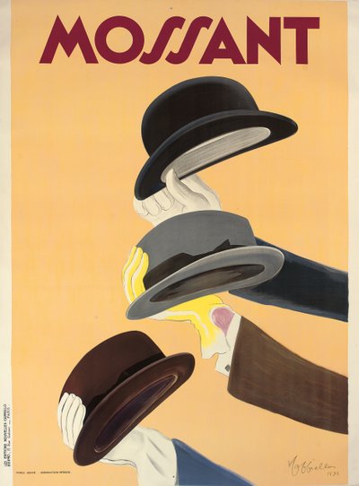 Póster Publicitario para Sombreros Mossant, 1938 de Leonetto Cappiello