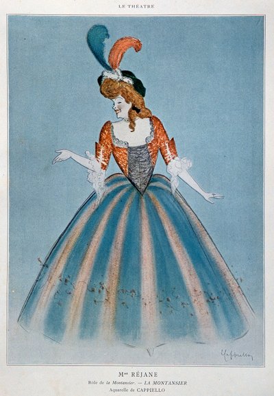La comediante Gabrielle Charlotte Reyu llamada Rejane (1856-1920) en el papel de la Montansier de Leonetto Cappiello