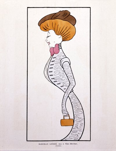 Marcelle Lender, en "Le Vieux Marcheur", viñeta de Leonetto Cappiello