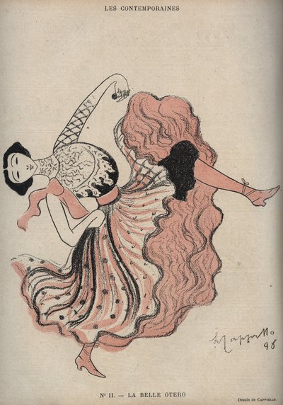 Retrato de Caroline (La Belle) Otero (1868-1965), bailarina y cortesana española - dibujo de Leonetto Cappiello en 
