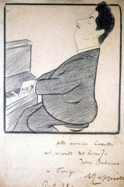 Retrato de Giacomo Puccini (1858-1924), compositor italiano. Caricatura de Leonetto Cappiello. de Leonetto Cappiello