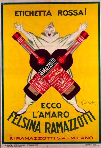 Cartel para la bebida Amaro Felsina Ramazzotti de Leonetto Cappiello