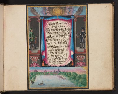 "Descripción natural exacta y descripción de las aves acuáticas, peces, cuadrúpedos, insectos y gusanos que se encuentran en las aguas de Estrasburgo, que yo mismo he cazado y manipulado. Leonard Baldner, pescador y ciudadano de Estrasburgo", c de Leonhard Baldner