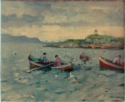 Pescadores en las Lofoten de Leonhard Sandrock