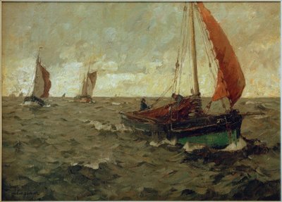 Barco pesquero en el mar con nubes en formación de Leonhard Sandrock