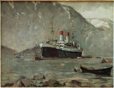 Vapor de pasajeros de Hamburg-Süd en un fiordo noruego de Leonhard Sandrock