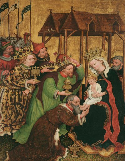 Adoración de los Reyes Magos (interior); Elección de José y matrimonio de María (exterior) de Leonhard von Brixen (Lienhart Scherhauff)