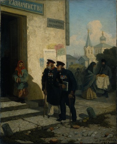 El día de la pensión, 1878 de Leonid Ivanovich Solomatkin