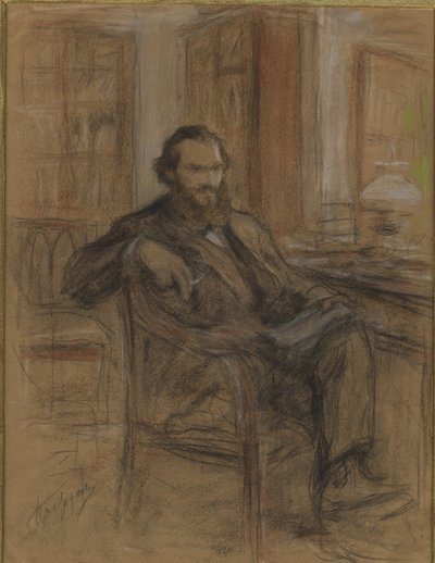 León Tolstói durante el trabajo en la novela Guerra y Paz, 1893-1903 de Leonid Osipovich Pasternak