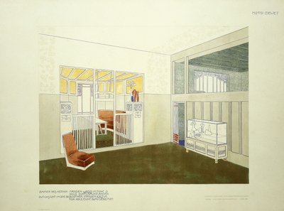 Sala de caballeros y biblioteca, c.1901 de Leopold (after) Bauer