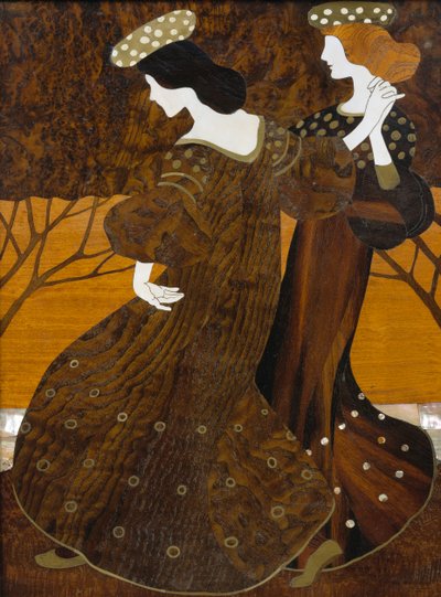 Cómoda, ca 1908, por Leopold Bauer (1872-1938), nogal, latón y nácar, (detalle) de Leopold Bauer