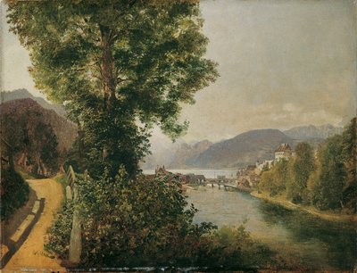 Vista de Traunsee desde Traun cerca de Gmunden de Leopold Blonder