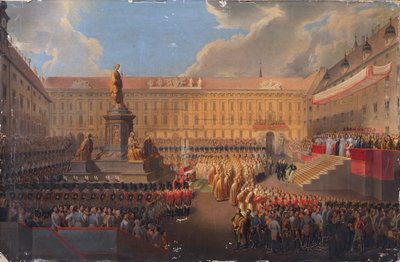 Inauguración del monumento al emperador Francisco I de Austria el 19 de junio de 1846 en la Franzensplatz de Viena de Leopold Bucher