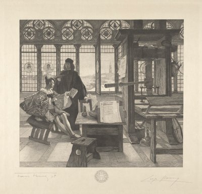 Grolier con el impresor Aldus Manutius de Leopold Flameng