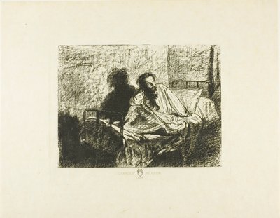 Retrato de Charles Meryon Sentado en la Cama de Leopold Flameng