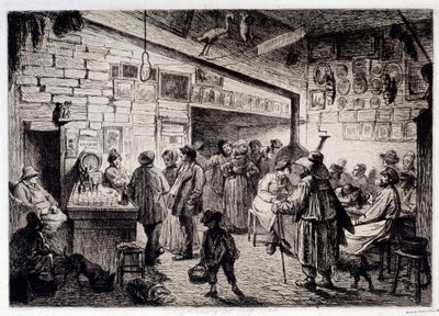 Vista del interior del cabaret del Conejo Blanco demolido en 1860 (grabado por Leopold Flameng) de Leopold Flameng