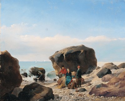 Escena de playa con figuras de Leopold Leprince