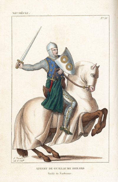 Aimery de Guillaume Berard, caballero francés, condotiero y comandante del ejército florentino en la batalla de Campaldino de Leopold Massard